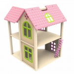 Casuta Roz cu 4 seturi de mobilier Wooden Pink House